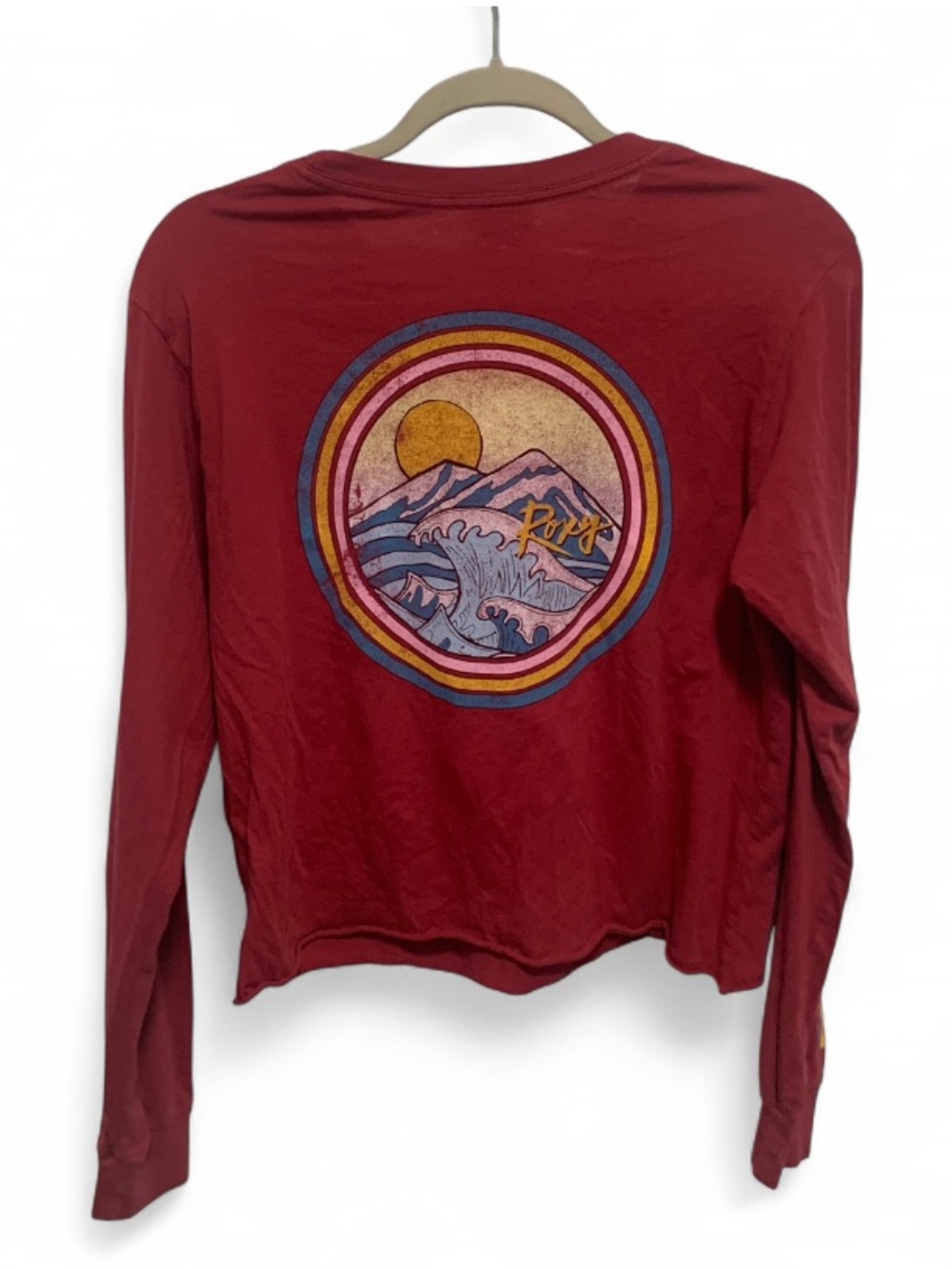 Roxy Waves Beach Red Long-Sleeve Graphic Crop Tee